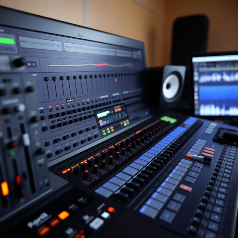 Logic Pro X viser en kompleks mixing session med mange spor og plugins.